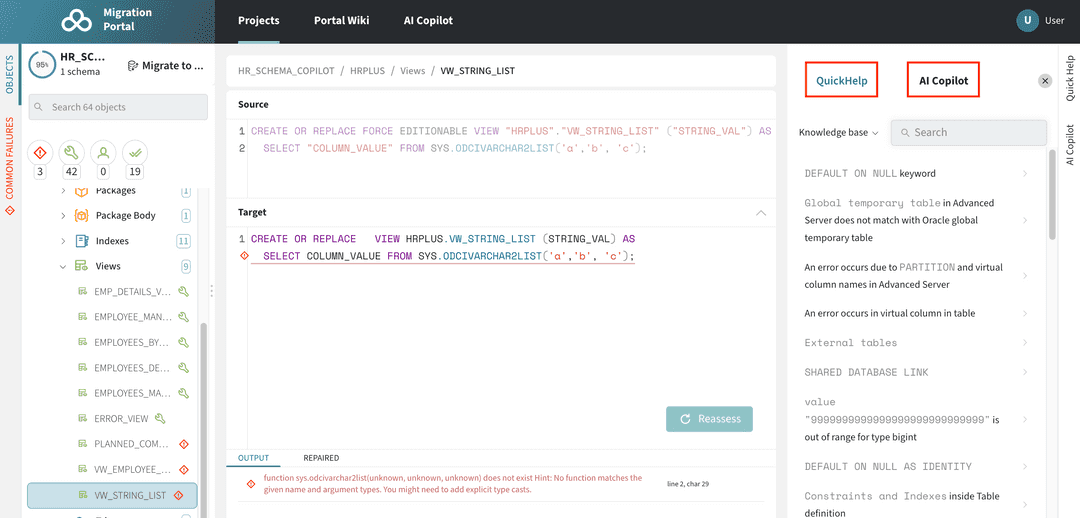 Incompatibility resolution with Quick Help and AI Copilot
